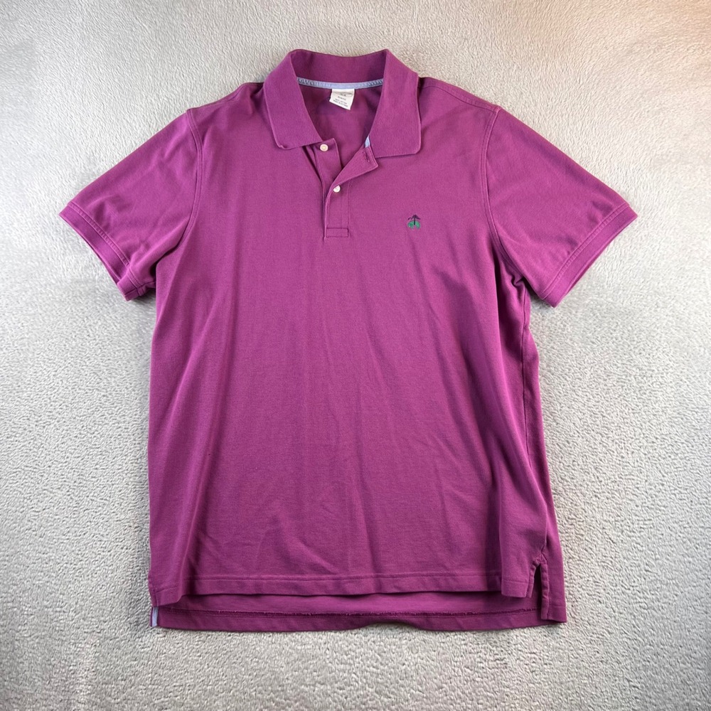 Brooks Brothers 1818 Mens XL Slim Fit Purple Cotton Pique Short Sleeve Polo